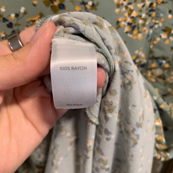 J Jill Womens Green Floral Long Sleeve Button Up Shirt Dress S Cottagecore Boho - Picture 6 of 8